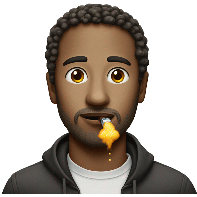 Man with sugar on face with lighter emoji