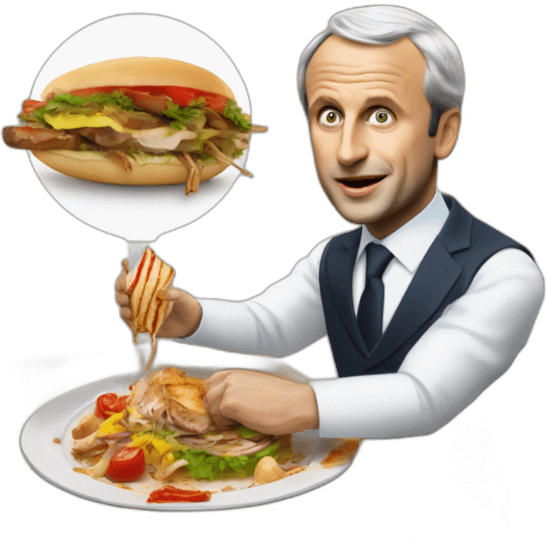 Éric Emanuel Macron  qui mange un kebab emoji