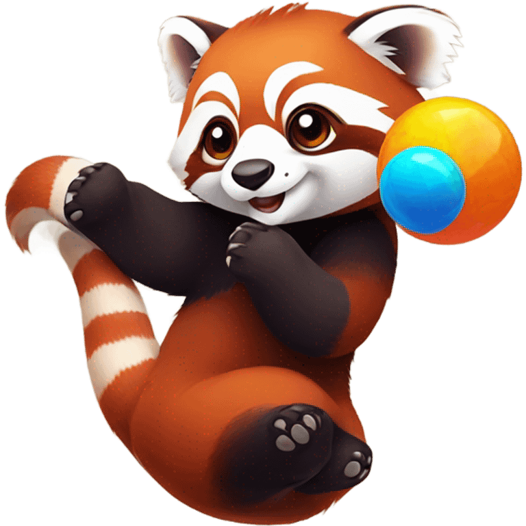 Red panda playing with a ball emoji