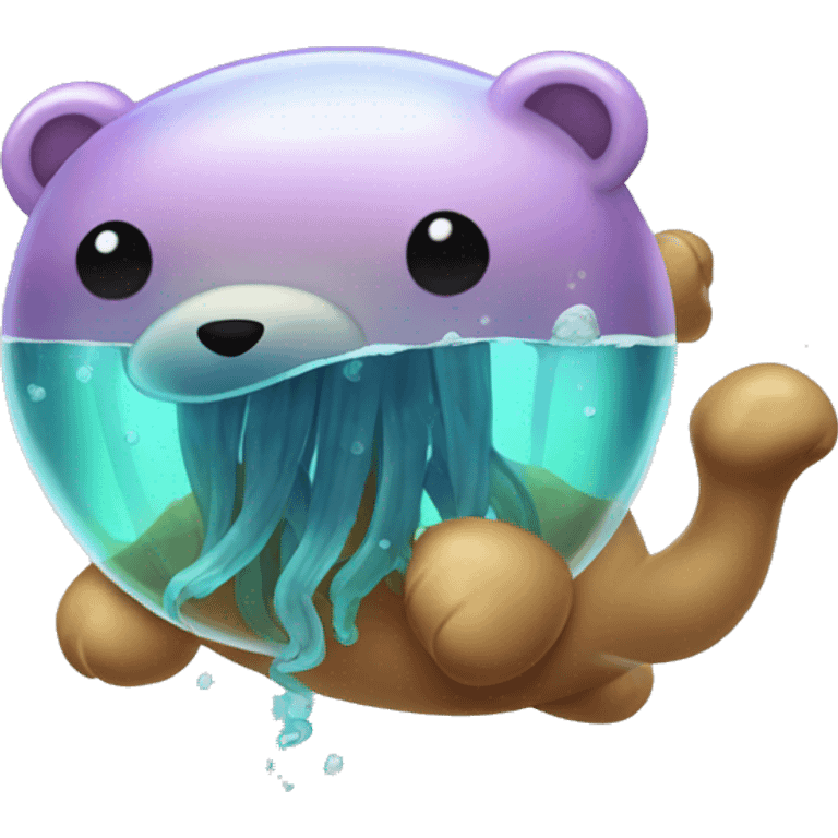 Jellyfish drinking bear emoji