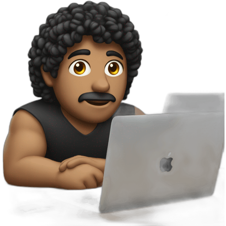 Latin Computer engineer hair black on desk with laptop Apple MacBook Pro  emoji