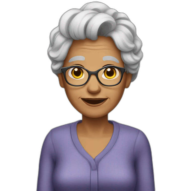 70 yr. Old woman grey hair emoji