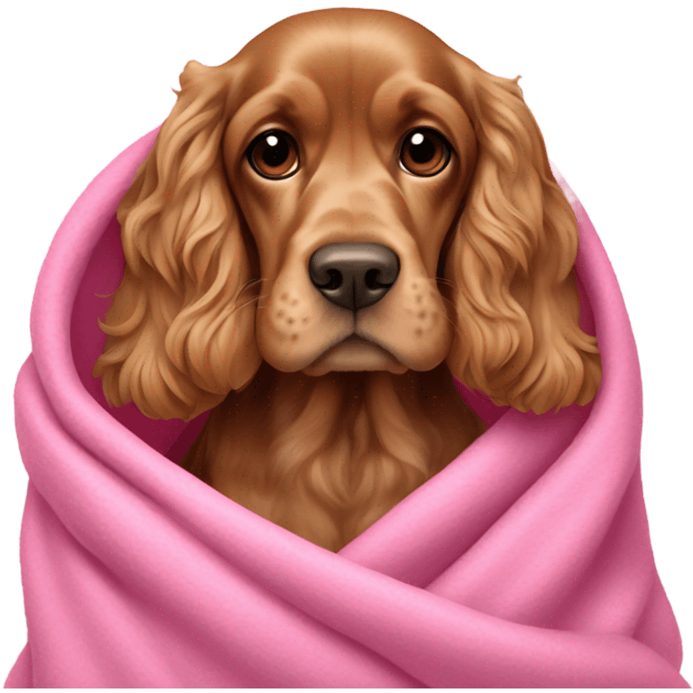 english Cocker spaniel in a pink blanket emoji