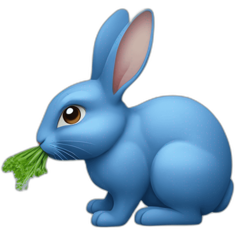 Lapin bleu qui mange de l'herbe emoji