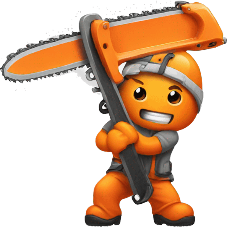 orange chainsaw with blade out emoji