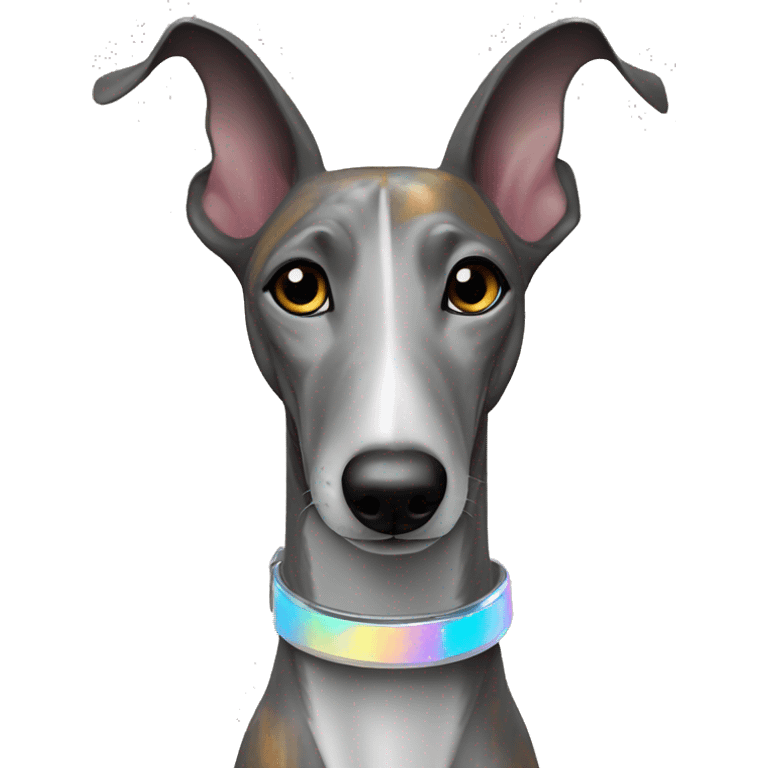 Brindle greyhound holographic collar emoji