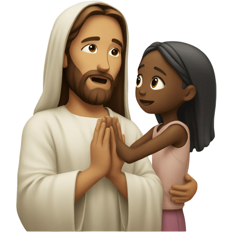 Jesus praying with a black girl emoji