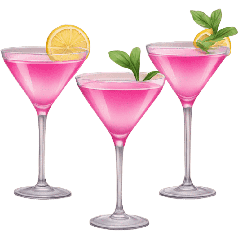 Three pink cocktails emoji