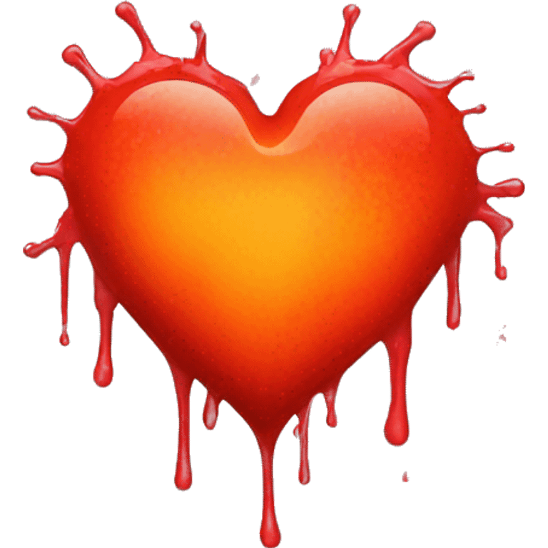 bleeding red heart glowing red-orange with splatter emoji