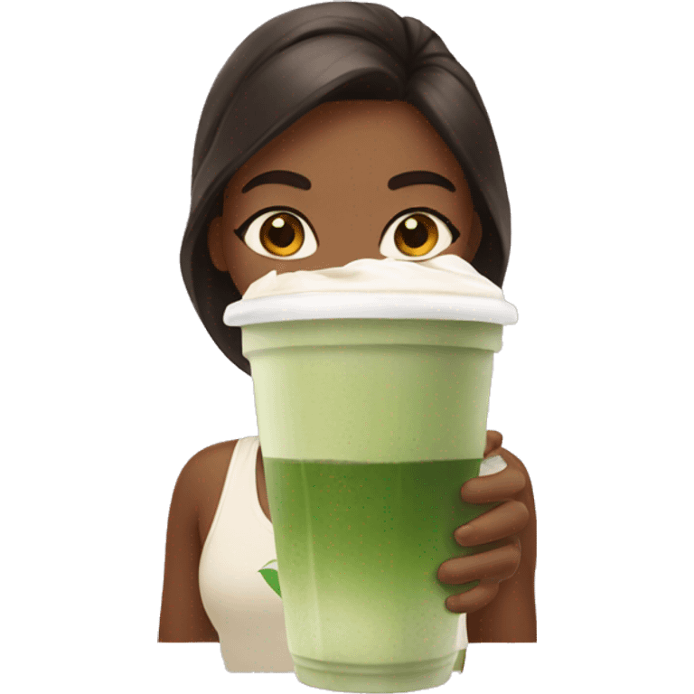 Girl with an ice matcha latte  emoji