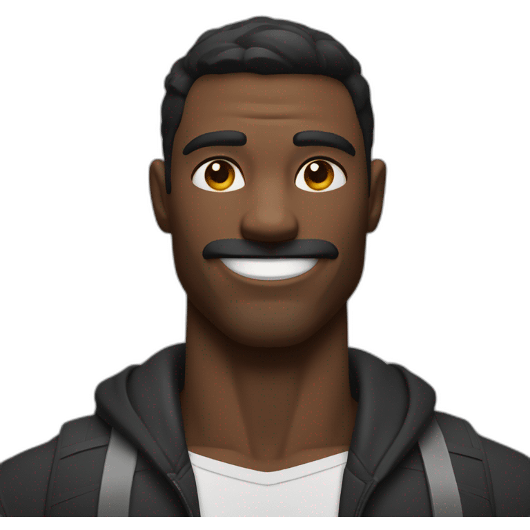 un homme noir musclé avec une tche de mayonaise sur le visage emoji