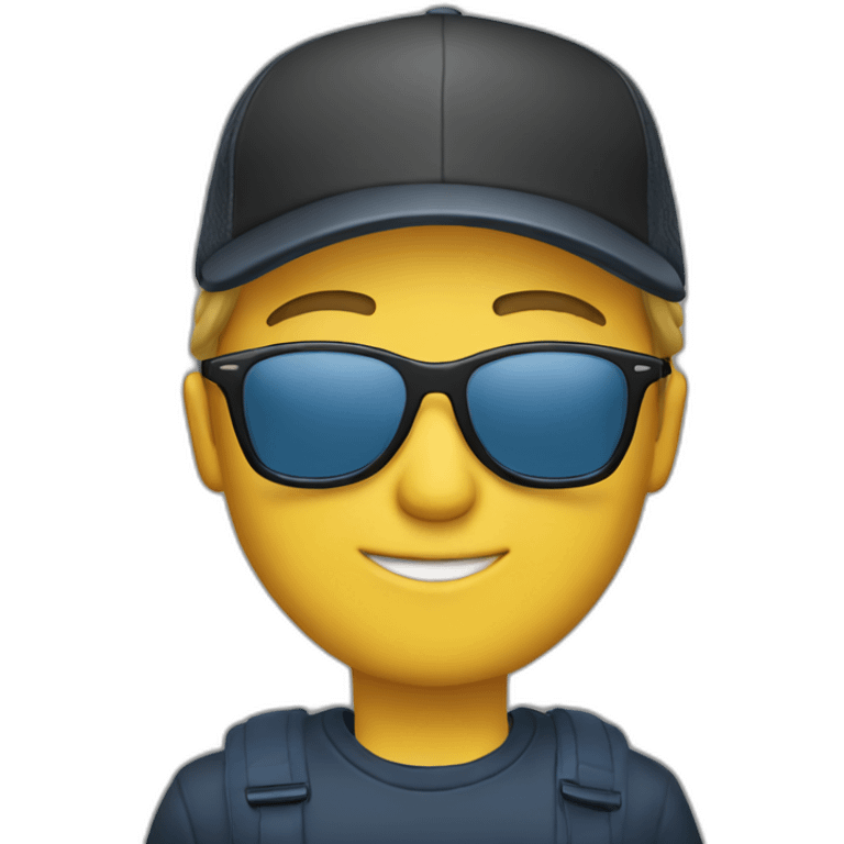 white person wearing a new york cap and sunglasses emoji