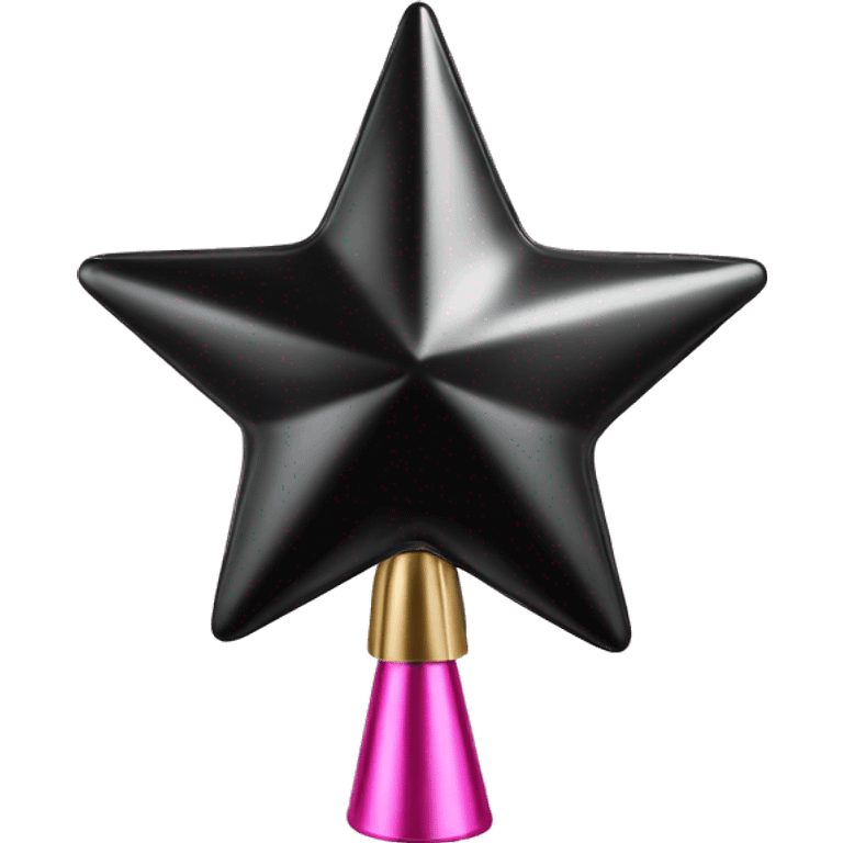 Realistic isolated black and pink metallic star christmas tree topper. emoji