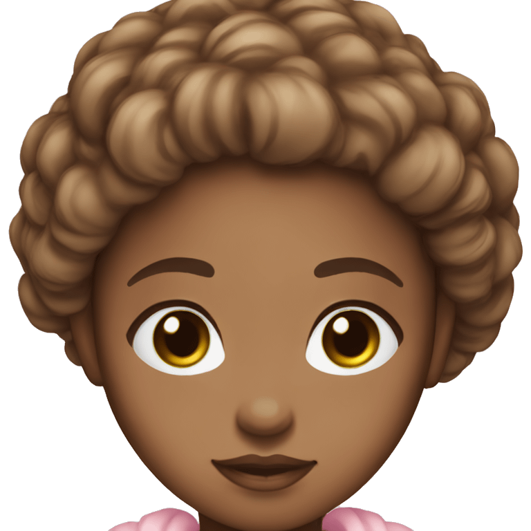 brown doll eyes, brown hair, feminine, pink, girl, angelic emoji