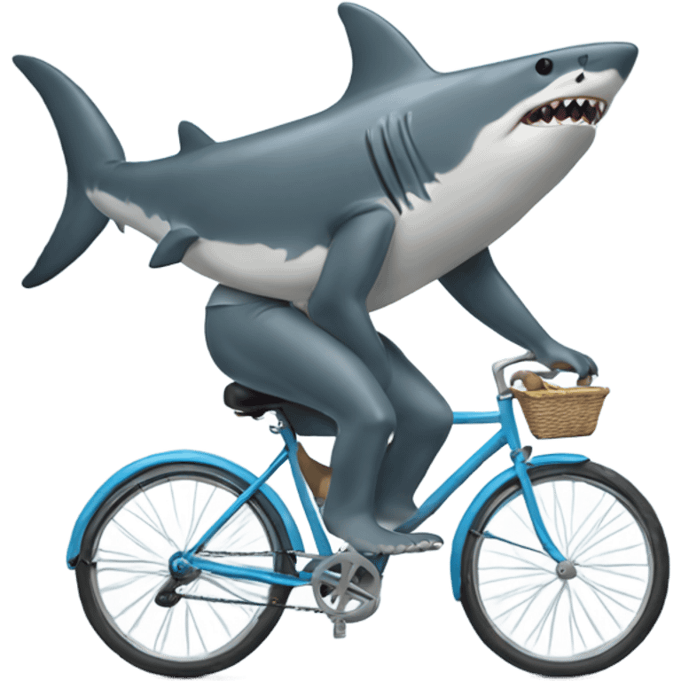 Shark riding a bike with legs and arms emoji