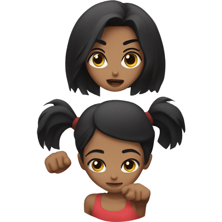 Girl with black hair punching emoji