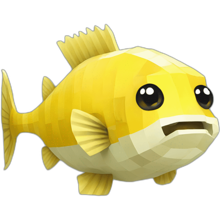 yellow fugu fish in minecraft style emoji