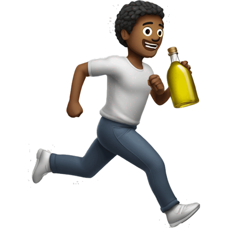 A man running with olive oil bottle emoji