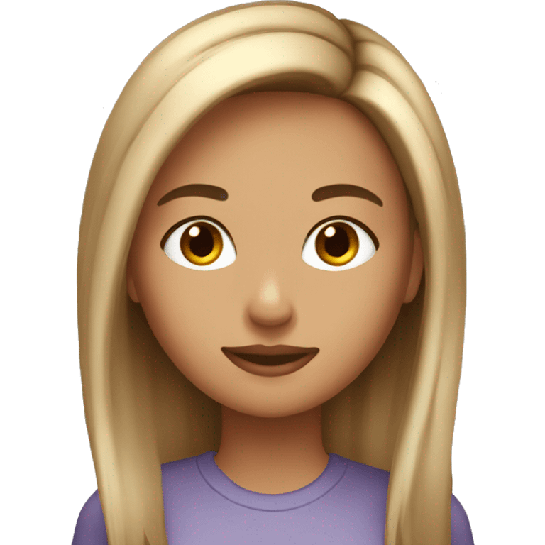 A cool girl with long brown and and blonde highlights  emoji