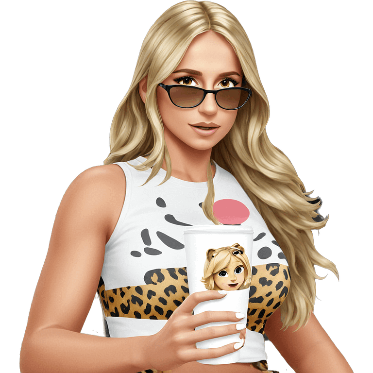 blonde girl in animal print emoji