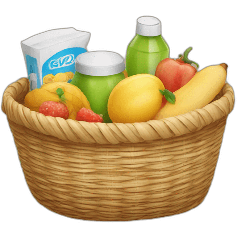 ]basket with products inside emoji