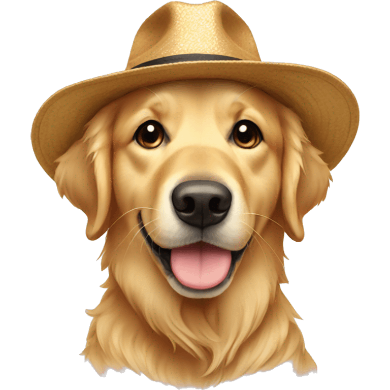 Golden retriever in a hat emoji