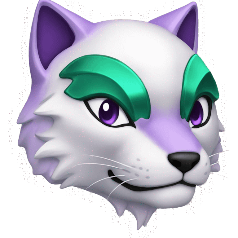 A Kitsune coloured in Pearl, Malachite and Amethyst emoji