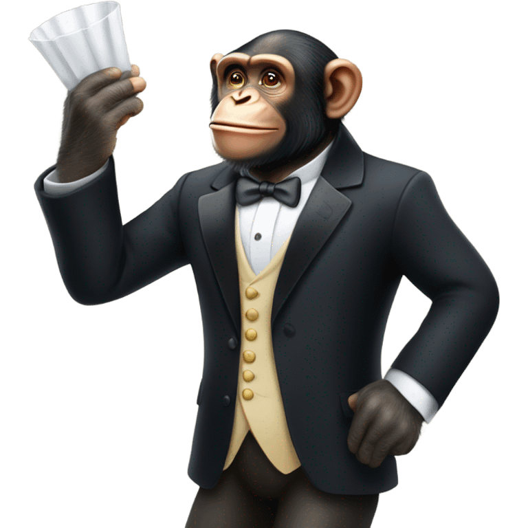 Chimpanzee butler greeting guests emoji