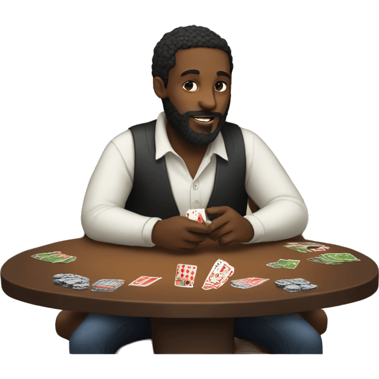 Black man with beard playing a card game emoji