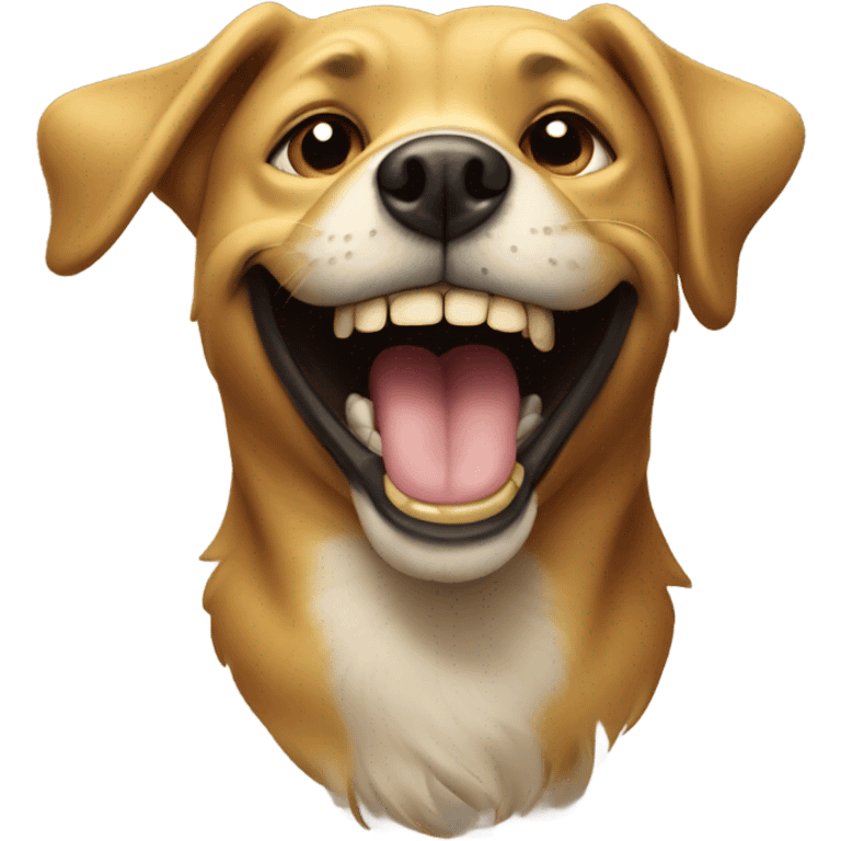 Dog smiling with gold teeth emoji