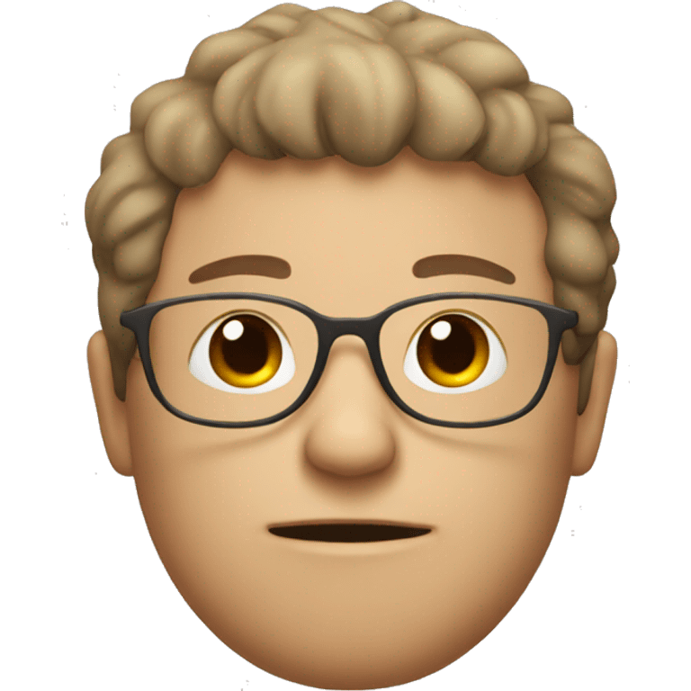 Sleepy white/brown guy with a fringe hair and glasses emoji