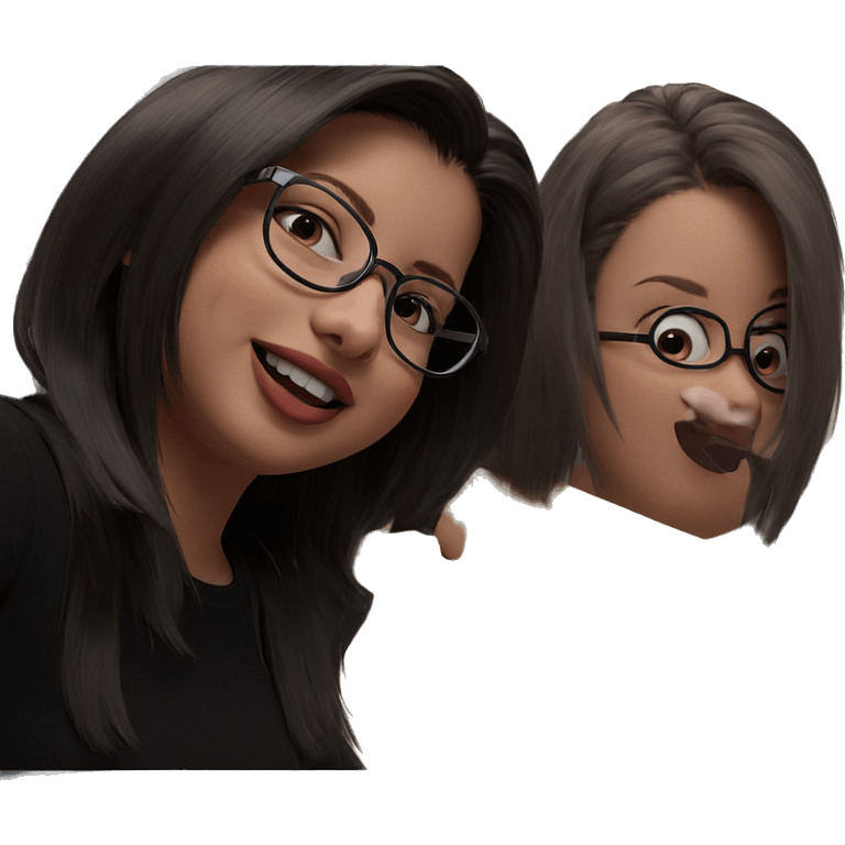 happy girls with glasses emoji