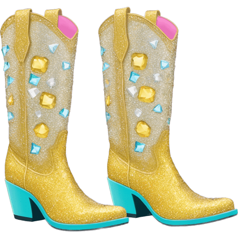 Diamond bedazzled glitter cowboy boots Betsy Johnson emoji