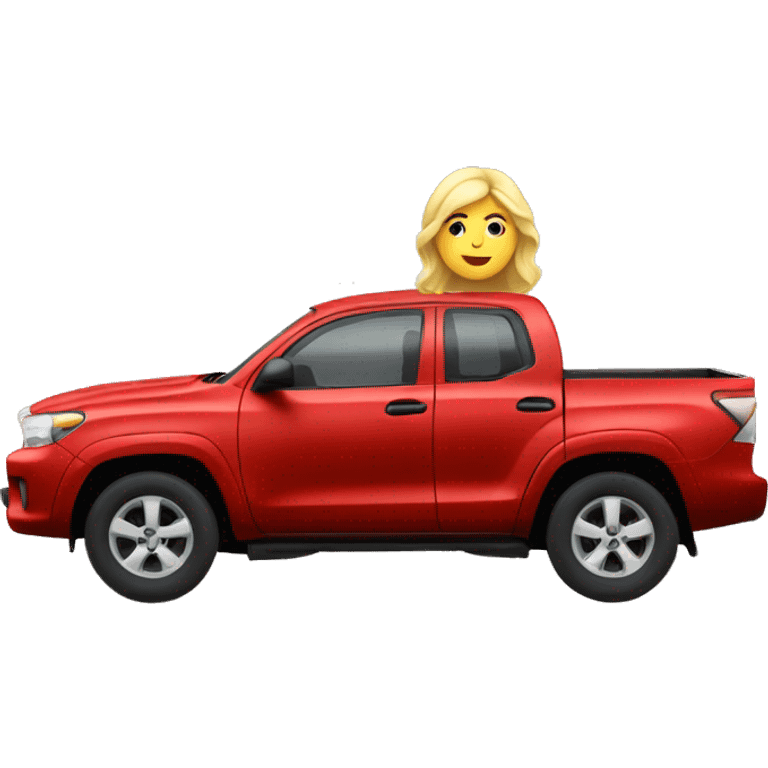 Fat blonde girl in a red toyota emoji