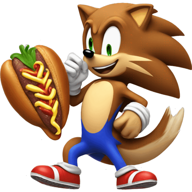 sonic the hedgehog eating a chillidog emoji