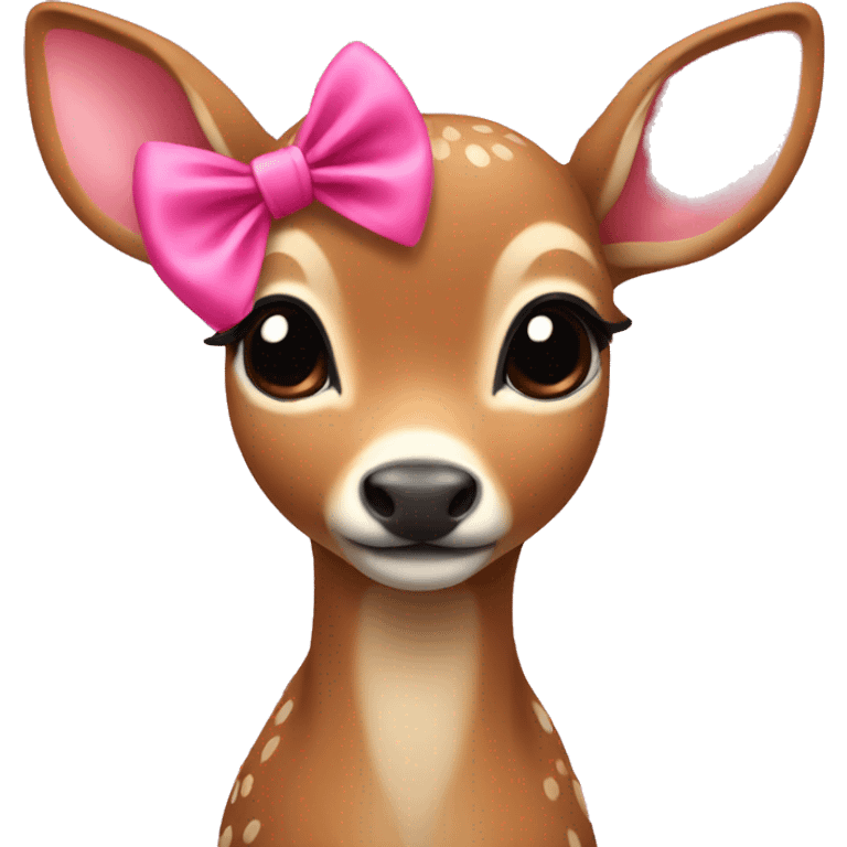 Fawn with a pink bow around its neck emoji