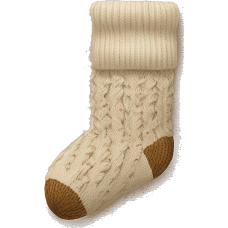 Beige knit Christmas sock emoji