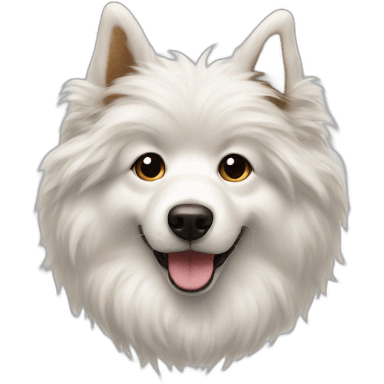 A white fluffy dog with long brownish flappy ears emoji