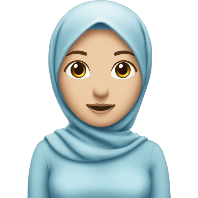 women say hi with hijab, white skin,  blue dress emoji