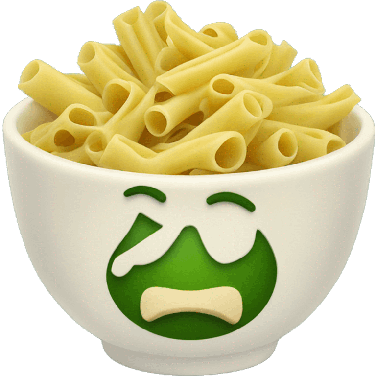 lenguine pasta in a bowl green background emoji