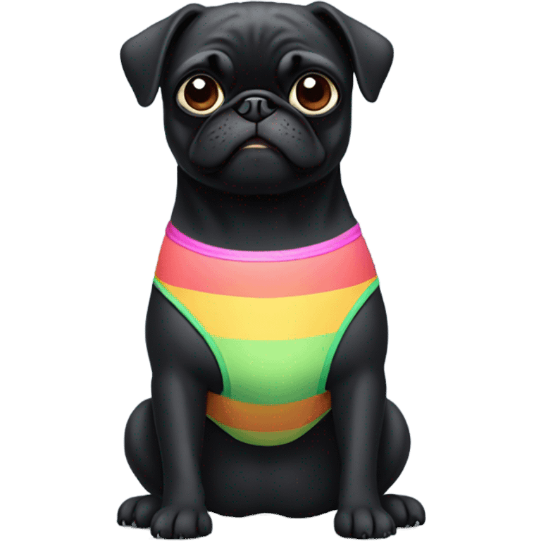 Black pug in a swimsuit bikini emoji