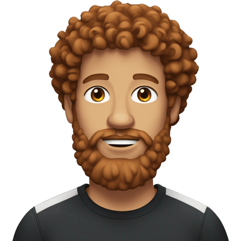 fair skin, Red-haired man with curly hair and a beard, wearing a black Nike t-shirt  emoji