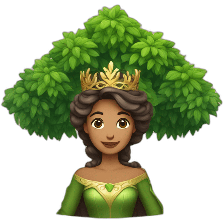 Princesa del bosque con piel de arbol emoji