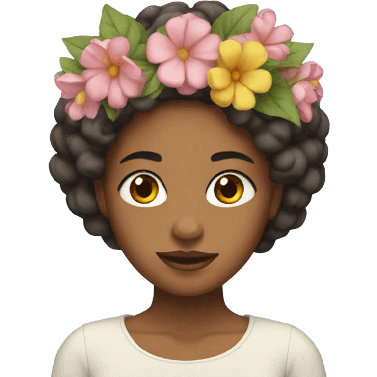 Mixed woman wearing flower crown  emoji