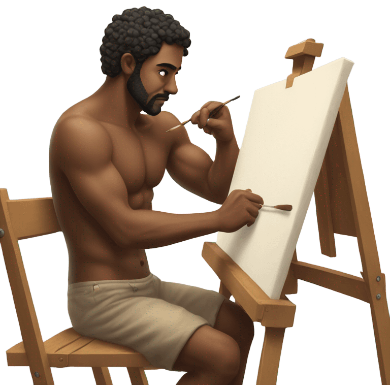 Shirtless guy painting  emoji