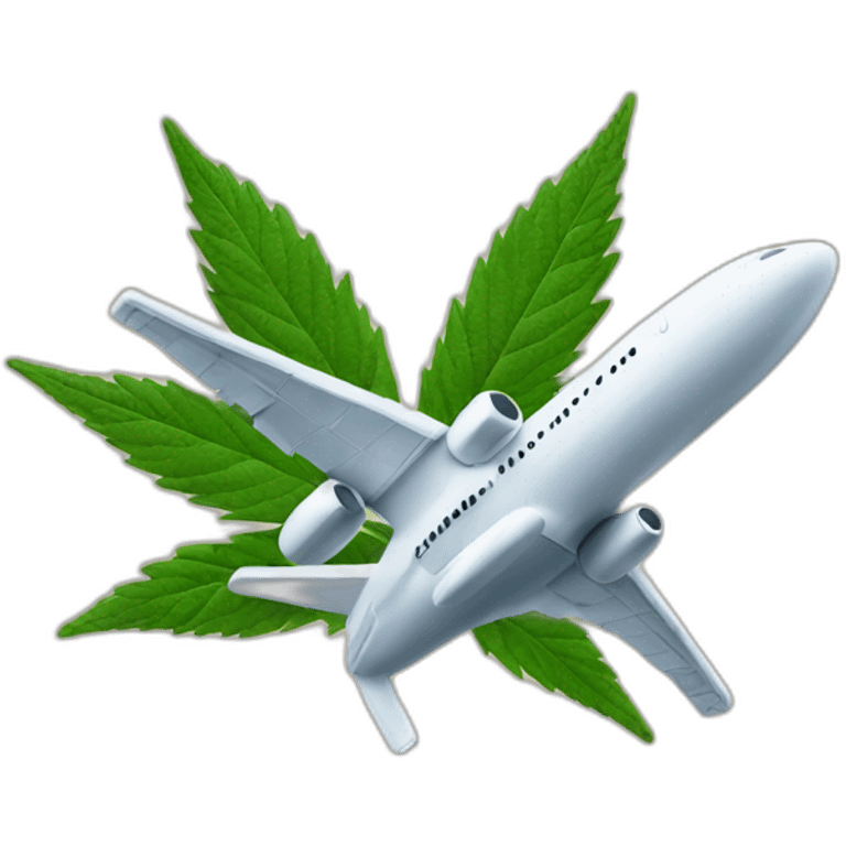 Airplane holds cannabis emoji