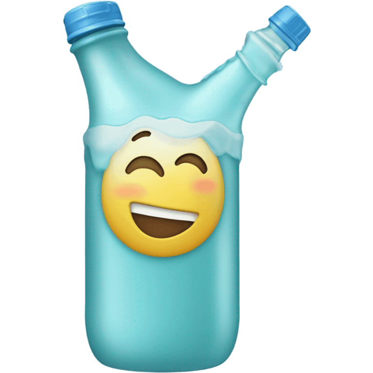 Botella de agua linda con en celeste pastel emoji