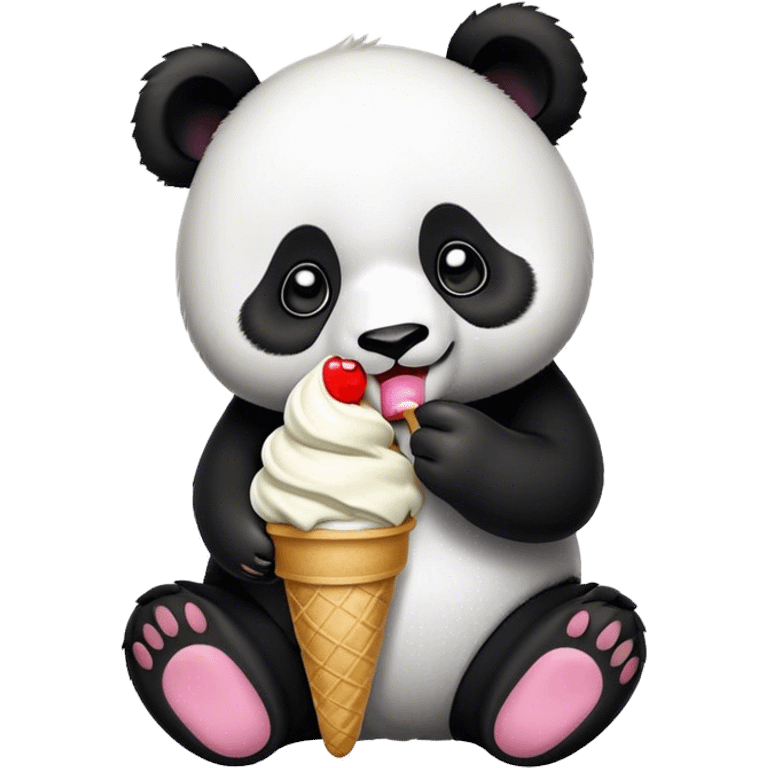 Panda eating ice cream emoji