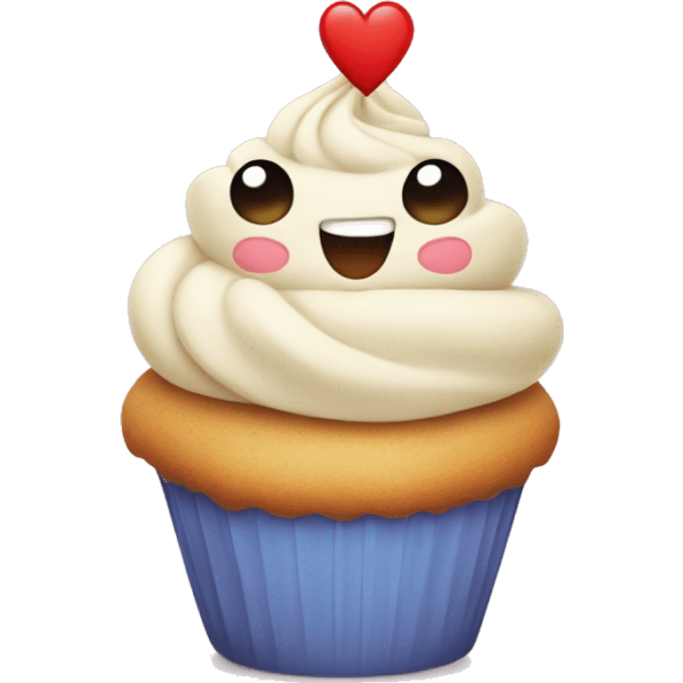 cute cupcake character with arms and hands shaping a heart emoji