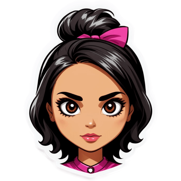 Chica blanca con cabello negro lacio y ojos rasgados emoji